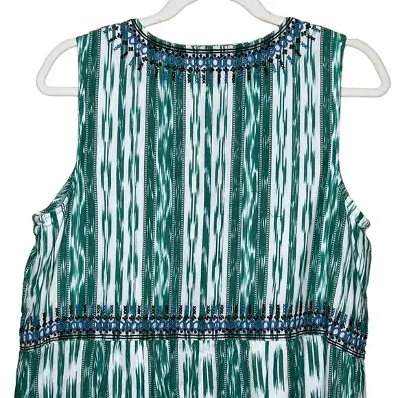J. Jill Embroidered Cotton Ikat Dress Size Medium - Picture 4 of 10
